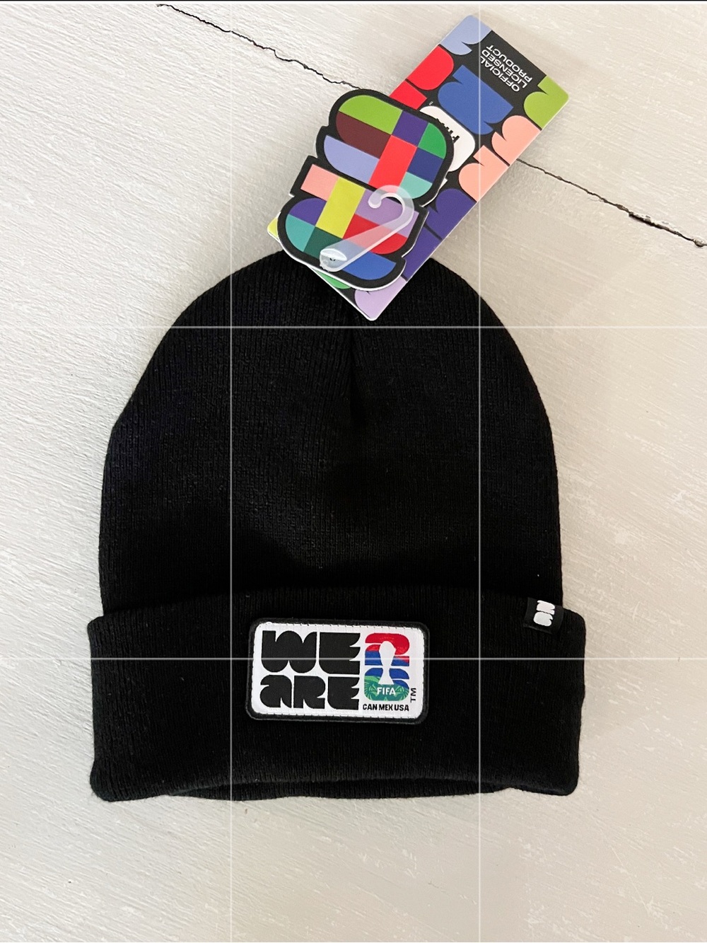 NWT FIFA World Cup 2026 WE ARE Black Knit Beanie Hat CAN MEX USA